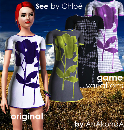 Sims 3 —  by onetoutch — White Retro Shift Dress by AnAkondA. Game mesh. 