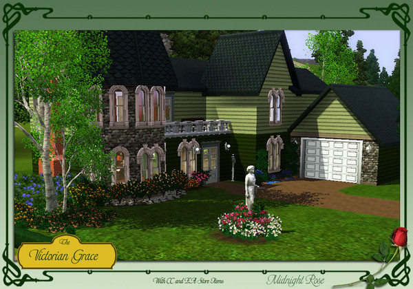 Sims 3 — Victorian Grace with CC by MidnightRose — A graceful Victorian styled manor. Contains both FA CC from TSR and EA