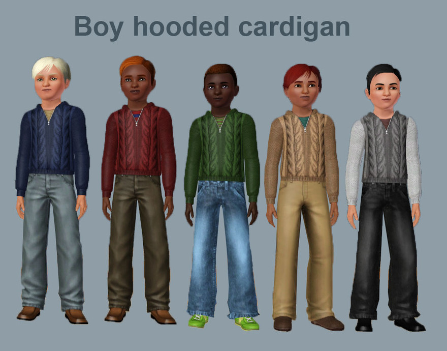 The Sims Resource - cardigan hood boys
