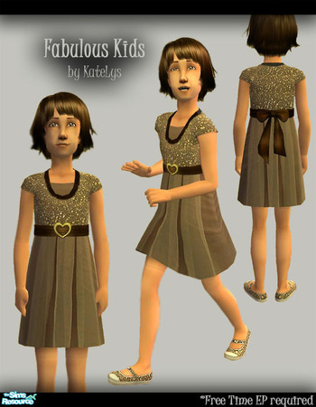 Sims 2 — Fabulous Kids - 5f185dd5 Golden dress by TSR Archive — Stylish golden dress with shoes of the same colour for