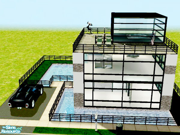 Sims 2 — Modern House 4 by kissme87 — A small house for ur sims . With pool , hottub and driveway . Wall by tribecasims