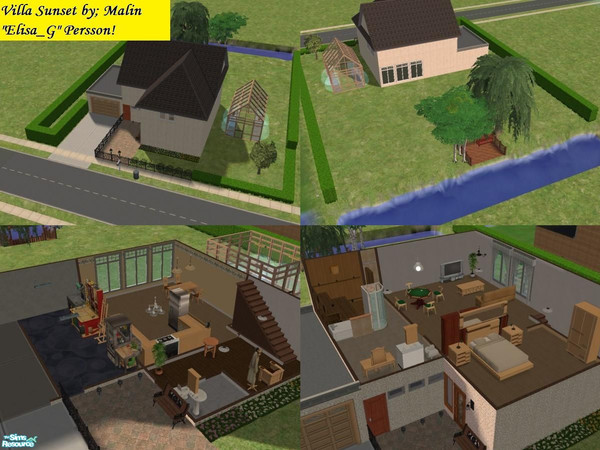 Sims 2 — Villa Sunset by Elisa_G — A nice house for a couple without any children. It has a large garden, a garage for 2