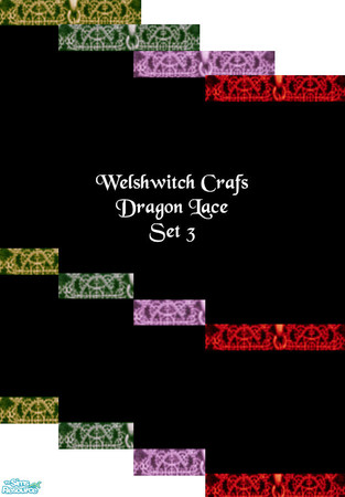 Sims 2 — DragonLace Set 3 by WelshWitch — Black walls with lace effect coving. Set 3 of 5 sets.
