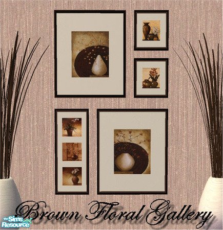 Sims 2 — Brown Floral Gallery by frillyfilly — Recolour of the "Sims 2 Play" Eckhard painting mesh, which comes