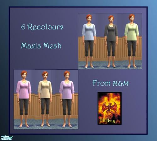 Sims 2 — Comfy Casual Outfit by F|RE bug — 6 recolours of the Maxis comfy looking casual outfit for female adults. A