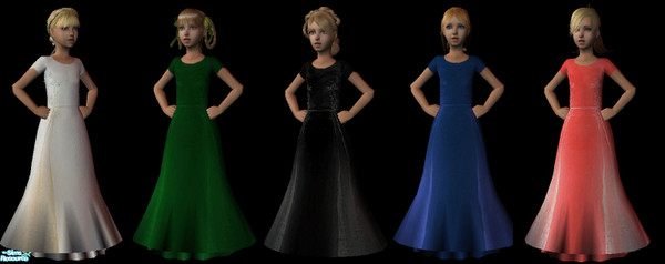 Sims 2 — long satin festive dress by gommel22 — Formal/ everyday long dresses with satin look, in 5 colours.