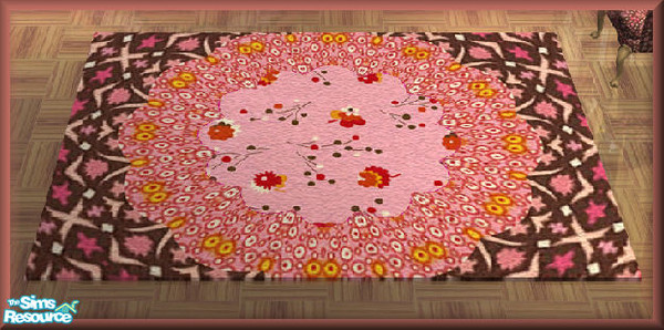 Sims 2 — NK TC52 Farlu BR - Rug by MoMama — A rug in a series of scallops with brown fabric, pink bubbly fabric and pink