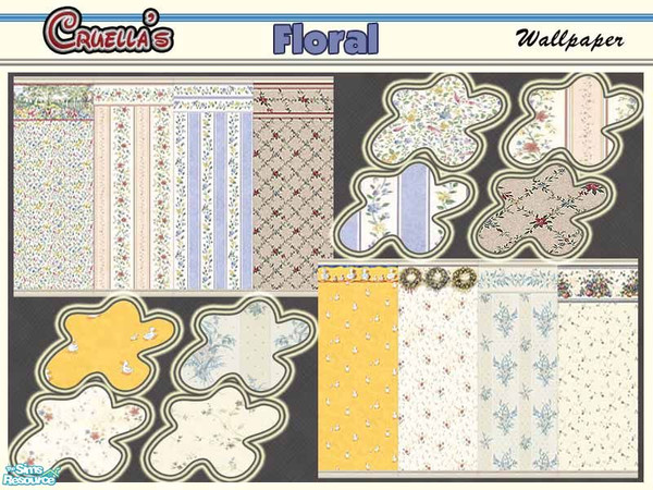 Sims 2 — am_FloralWallpaper by Cruella — Seven different floral wallpapers and one ducky bathroom wallpaper.