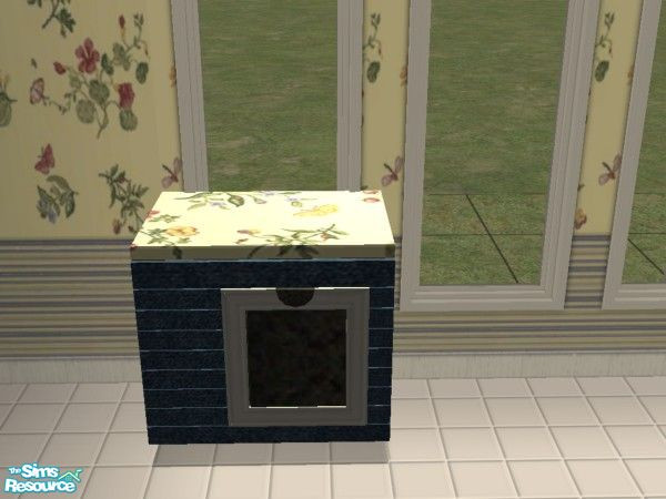 Sims 2 — Floral Summer Kitchen - Trashcompactor by Riverwillows — Denim-colored trashcompactor. Part of the Floral Summer