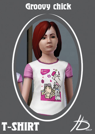 Sims 3 — Groovy chick by Hanna_Darzy — T-shirt with custom print for your female teen Sims by Hanna Darzy