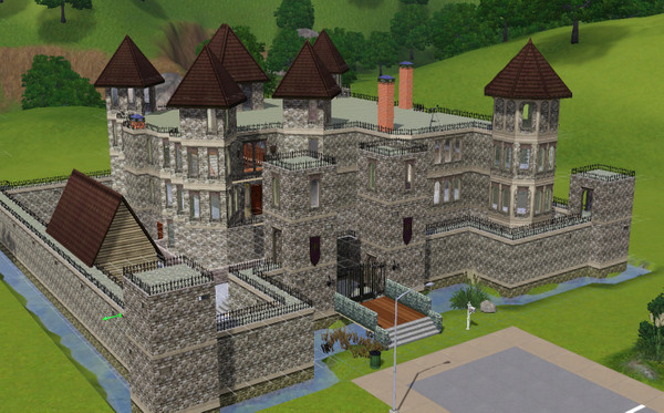 Sims 3 — Castle Shadowmoon by Psychobabble1964 — Three story castle surrounded by full moat and ramparts. 4 + bedrooms, 4