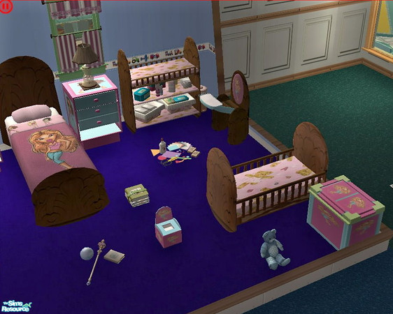 Sims 2 — Beach-Brown Girls Nursery by ead425 — This set contains changing table, crib, single bed, bedding,curtains,