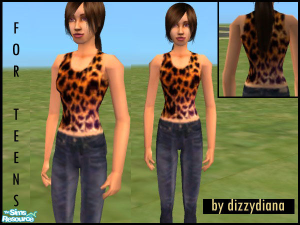 Sims 2 — Teen Leopard Print Tank Top by dizzydiana — A leopard print tank top for your female teenage sims. It is a Maxis