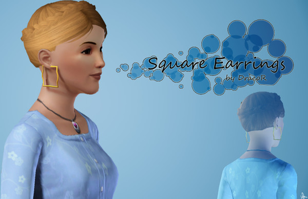 Sims 3 — Square Earrings by DracoR — Fantastic earrings for your Sims!