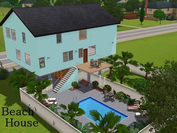 Sims 3 — Beach House by asheboro_man — This house has 5 bedrooms, 5 and 1/2 baths. Furnished and move in ready. Included