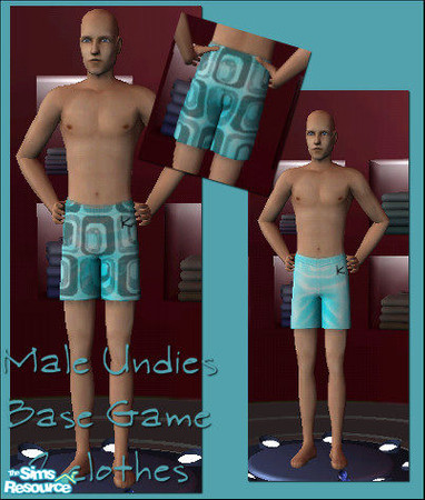 Sims 2 — Turkooise Retro Male Undies by Kiko by Kikowiko — This set has 2 undies. One plain turkooise and one with a