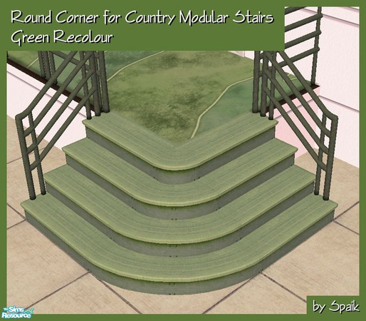 Sims 2 — Round Corner for Country Modular Stairs - Green REC by Spaik — Decorative corner to make your modular stairs