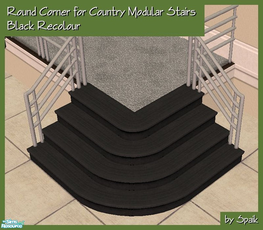 Sims 2 — Round Corner for Country Modular Stairs - Black REC by Spaik — Decorative corner to make your modular stairs