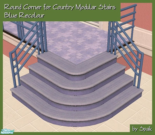 Sims 2 — Round Corner for Country Modular Stairs - Blue REC by Spaik — Decorative corner to make your modular stairs more