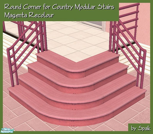 Sims 2 — Round Corner for Country Modular Stairs - Magenta REC by Spaik — Decorative corner to make your modular stairs