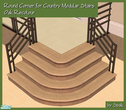 Sims 2 — Round Corner for Country Modular Stairs - Oak REC by Spaik — Decorative corner to make your modular stairs more