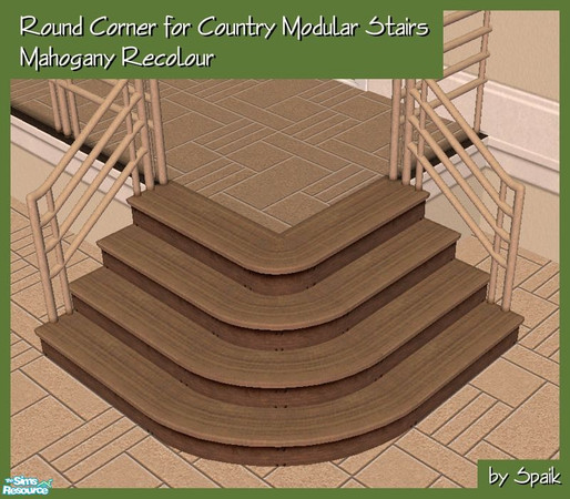Sims 2 — Round Corner for Country Modular Stairs - Mahogany REC by Spaik — Decorative corner to make your modular stairs