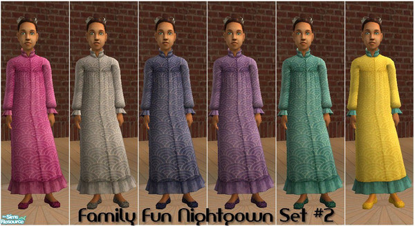 Sims 2 — Family Fun Nightgown Set #2 by scatterjoy — A second set of recolors of the nightgown from Family Fun Stuff.
