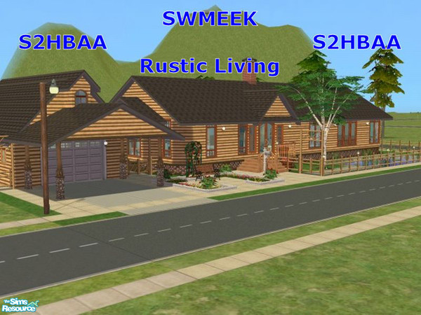 Sims 2 — Rustic Living by swmeek — My latest lot imparts a rustic looking cabin in a suburban setting. It features a huge