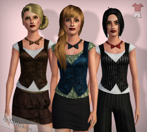 Sims 3 — FS 19 top02  by katelys — Top for adult and young adult women. Includes 3 recolorable palettes. Intended for