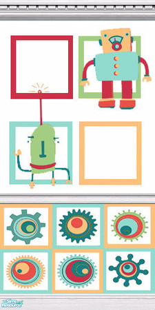Sims 2 — Bots Wallpaper 1 by Grammy_Moon — Quirky robot themed wallpaper for sim children.
