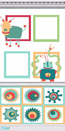 Sims 2 — Bots Wallpaper 2 by Grammy_Moon — Quirky robot themed wallpaper for sim children.