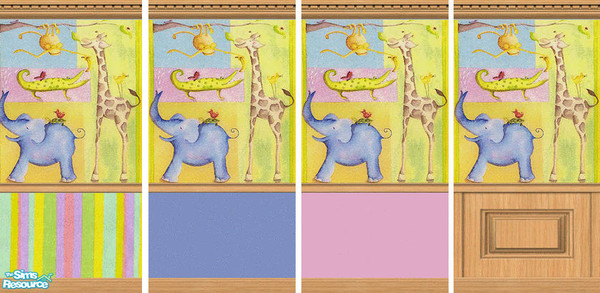 Sims 2 — Jungle Fun Wallpaper Set by Grammy_Moon — Jungle themed walls for sim children.