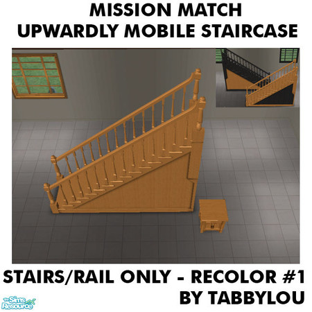Sims 2 — TL - MM UpwardlyMobileStaircaseStairs Recolor01Wd by TabbyLou — My Recolor #1 Wood recolor of the Stairs/rails