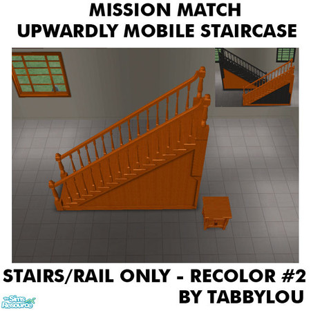 Sims 2 — TL - MM UpwardlyMobileStaircaseStairs Recolor02Wd by TabbyLou — My Recolor #2 Wood recolor of the Stairs/rails