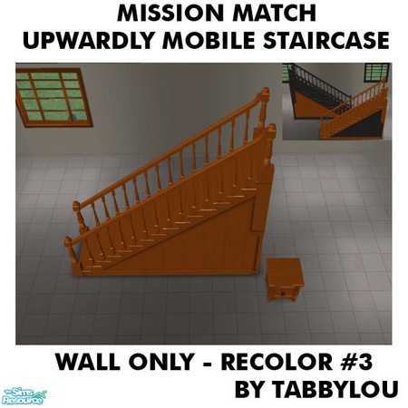 Sims 2 — TL - MM UpwardlyMobileStaircaseWall Recolor03Wd by TabbyLou — My Recolor #3 Wood recolor of the Wall section of