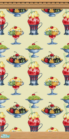 Sims 2 — Ice Cream Parlor Wallpaper 1 by Grammy_Moon — wallpaper suitable for an ice cream shop.