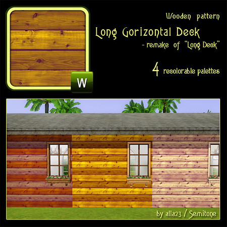 Sims 3 — Long Deck (horizontal) by Semitone — The remake of my Long Deck. Now you can recolor 4 palettes and make more