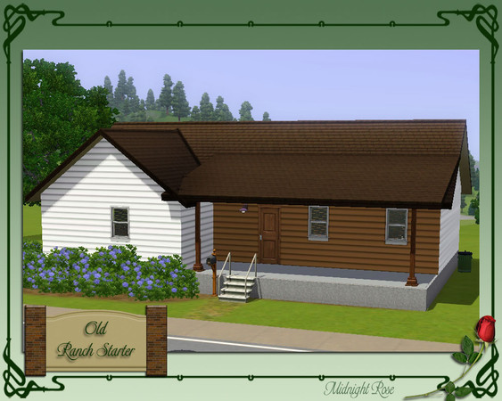 Sims 3 — Old Ranch Starter by MidnightRose — This old ranch style house is a good starter for you Sims. This 1 BR, 1 BA