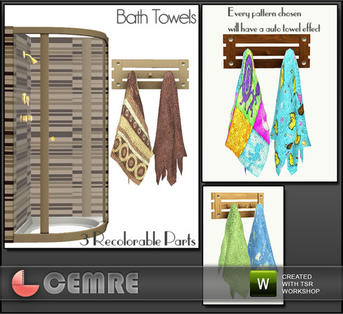Sims 3 — Vingrona Bathroom Design Hanged Bath Towels by cemre — Every pattern will have a towel effect automatically..