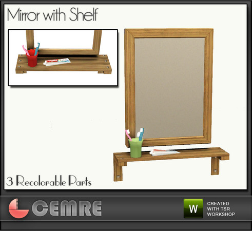 Sims 3 — Vingrona Bathroom Design Mirror with Shelf by cemre — Mirror with a shelf which has toothbrushes and toothpaste