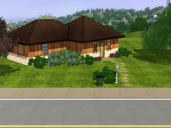 Sims 3 — Starter House - Angle by oldmember_deviantangelfly — This quirky one bedroom starter house is well in budget for