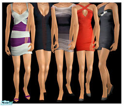 Sims 2 — Herve Leger Bandage Dresses by ChazDesigns — A set of 5 dressed by Herve Leger