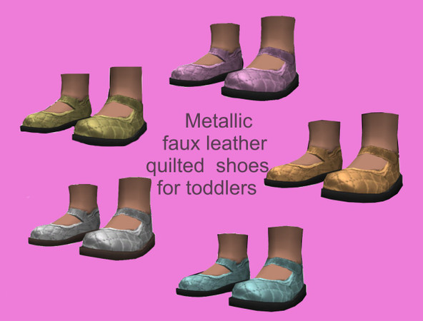 Sims 3 — metallic toddler shoes by lreveles18 — metallic faux leather quilted toddler girl shoes
