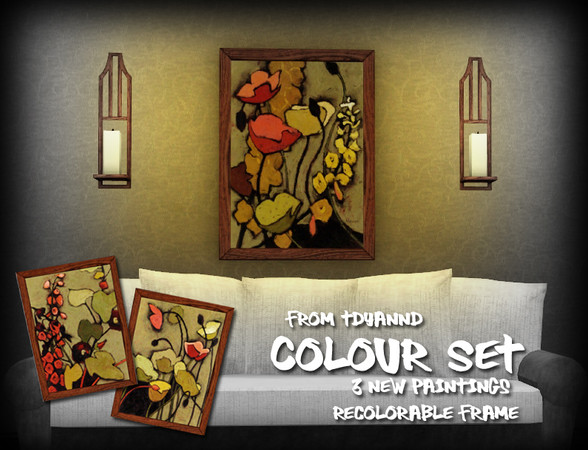 Sims 3 — Colour Set by tdyannd — A set of three paintings with a recolorable frame all in one package file.