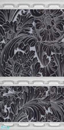Sims 2 — Feather Black set - Individual Item 4 by WelshWitch — Victorian style wallpapers set of 4 with & without