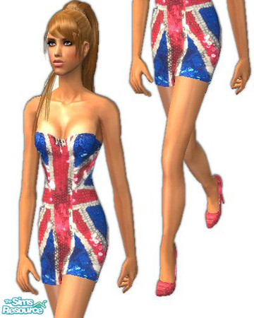 Sims 2 — UK / Spice Girls Inspired Dress by soobooloo — As seen on Ginger, of the Spice Girls! Many Sims 1 fans may also