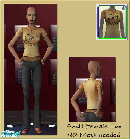 Sims 2 — Orange 'Get Real' Polo by Kiko by Kikowiko — Orange Polo With the words 'Get Real' on the chest.