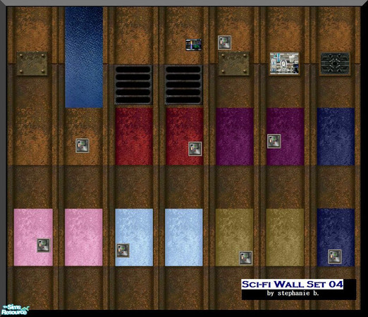 Sims 2 — Sci-fi Wall Set 4 by stephanie_b. — This is the final of 4 Sci-fi wall collections. Be sure to download all the