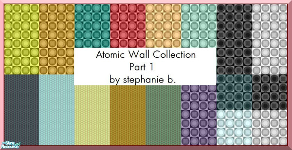 Sims 2 — Atomic Wall Collection (Part 1) by stephanie_b. — This set of 16 walls is 1 of 2 sets created to accent the