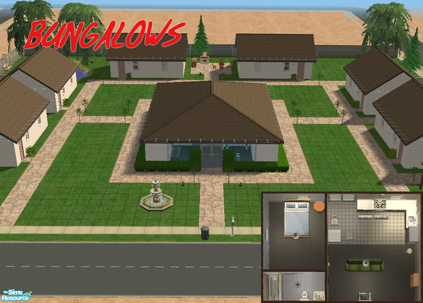 Sims 2 — New Bungalows small apartment complex by sweettems — Six medium sized, one bedroom apartments on a grassy lot.
